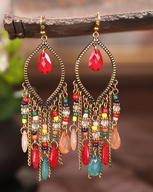 Vintage Waterdrop Tassel Earrings
