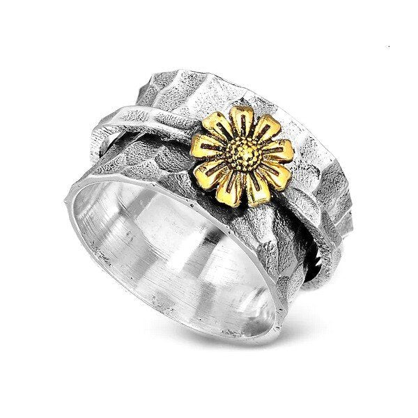 š„ Last Day Promotion 75% OFF š„Sterling Silver Sunflower Spinner Ring