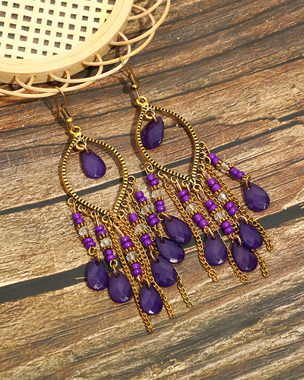 Vintage Waterdrop Tassel Earrings