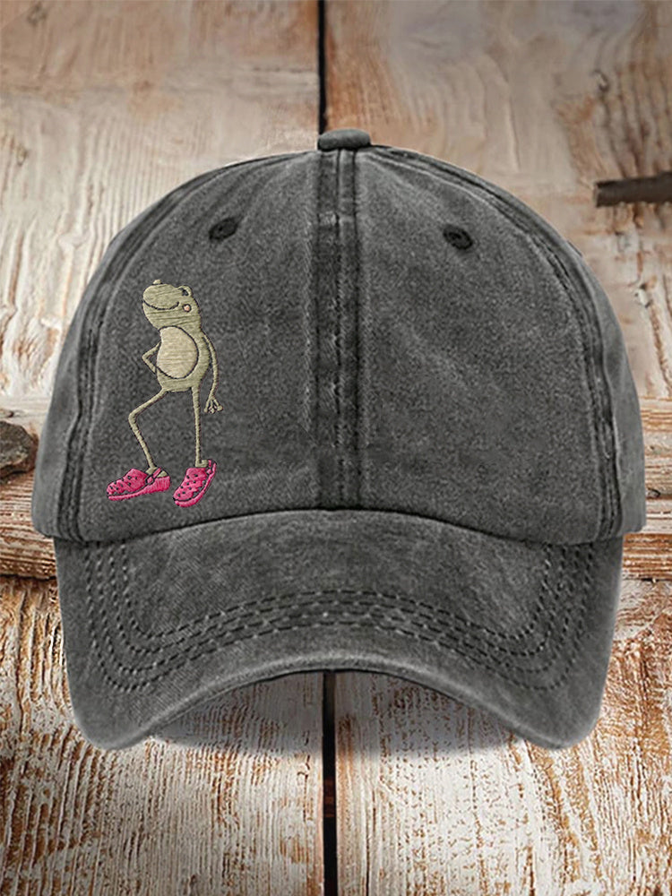 Funny Frog Embroidery Pattern Hat