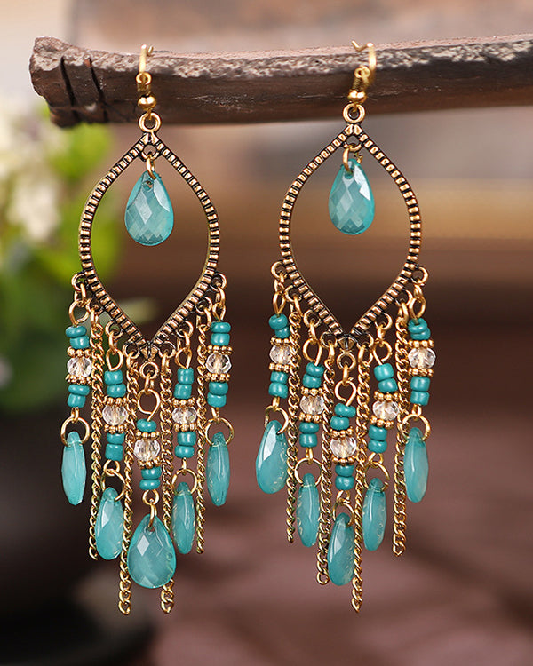 Vintage Waterdrop Tassel Earrings