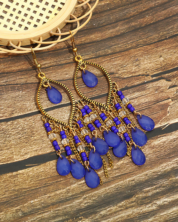 Vintage Waterdrop Tassel Earrings