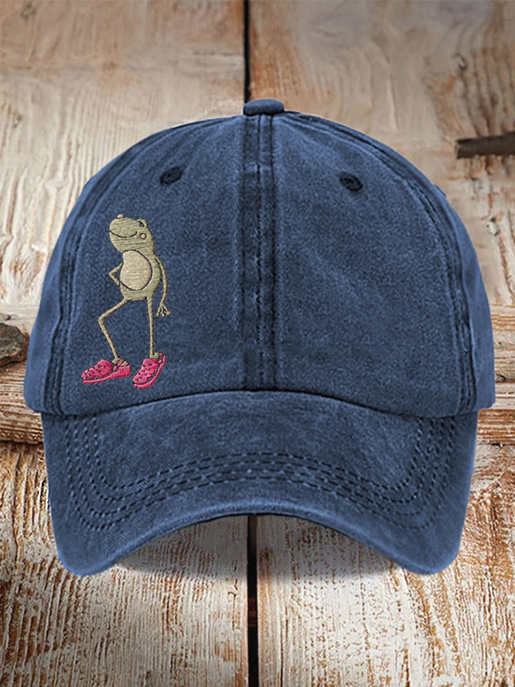 Funny Frog Embroidery Pattern Hat