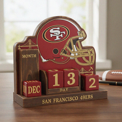 NFL Football Team Perpetual Wood Block Calendar