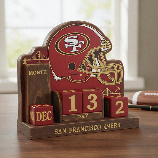 NFL Football Team Perpetual Wood Block Calendar
