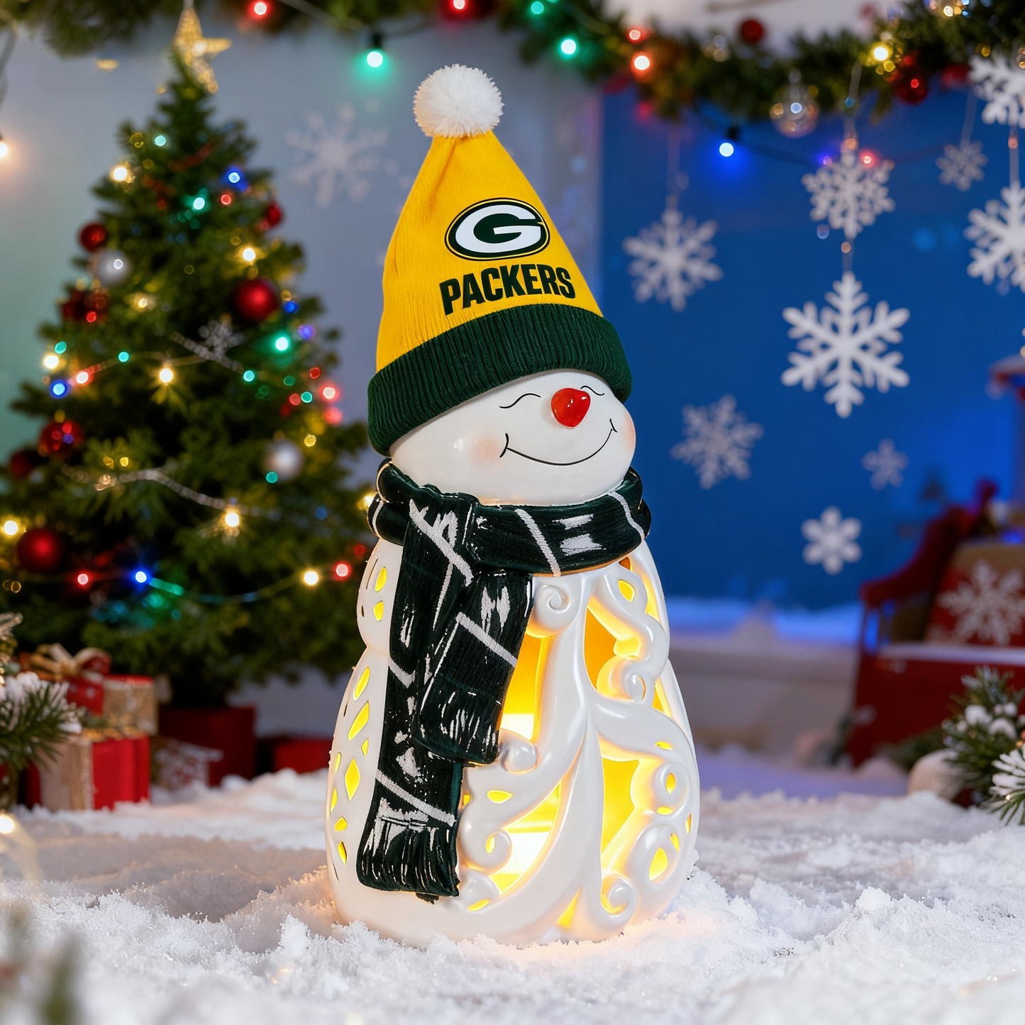 LED Christmas Snowman Decorative Lights with Football team