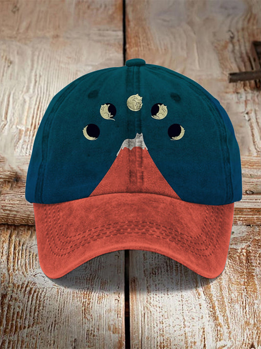 Abstract Creative Good Night Lovely Cat Painting Art Retro Casual Cap