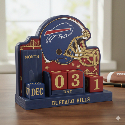 NFL Football Team Perpetual Wood Block Calendar