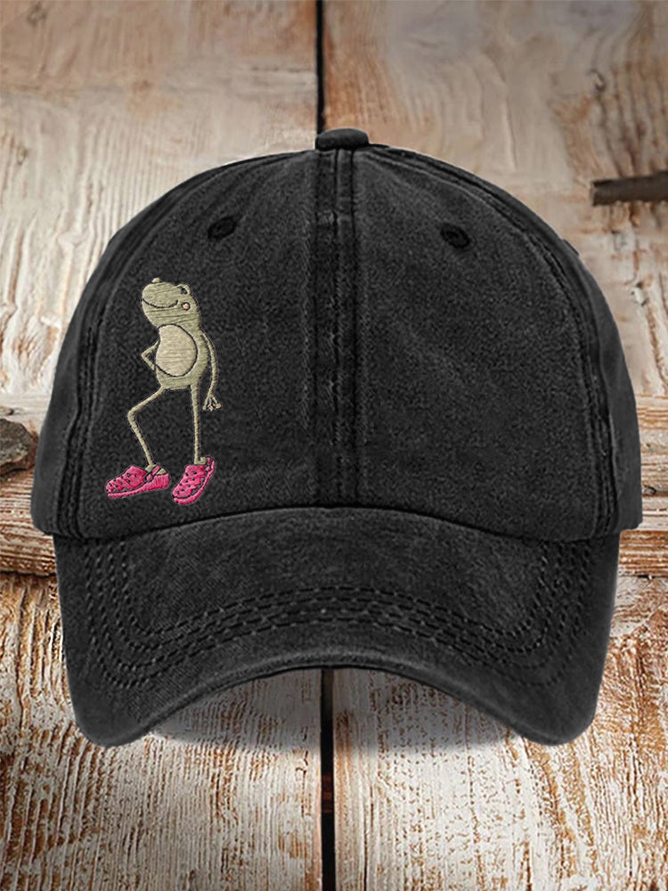 Funny Frog Embroidery Pattern Hat