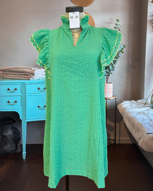 Polka Dot Ruffle Sleeve Dress