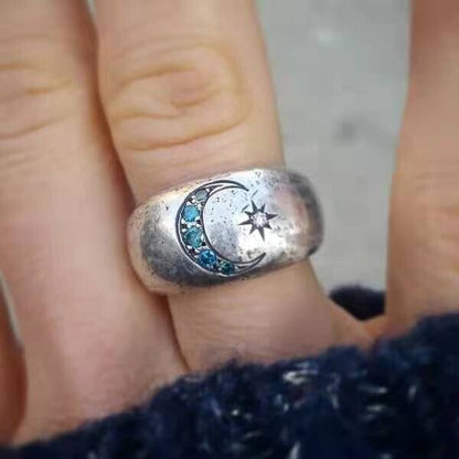 🔥 Last Day Promotion 70% OFF🔥Silver Star Moon Ring🌙