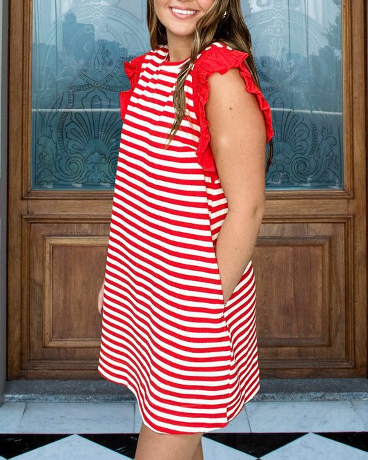 Striped Ruffle Cuff Dress