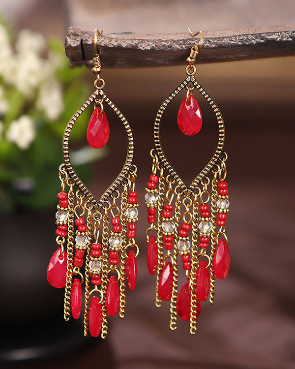Vintage Waterdrop Tassel Earrings