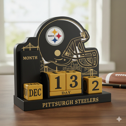 NFL Football Team Perpetual Wood Block Calendar