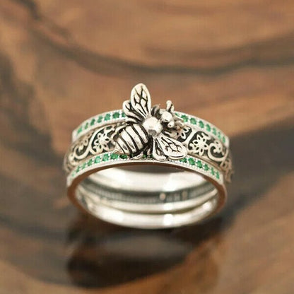 🔥 Last Day Promotion 70% OFF🔥Sterling Silver Retro Insect Bee Set Ring