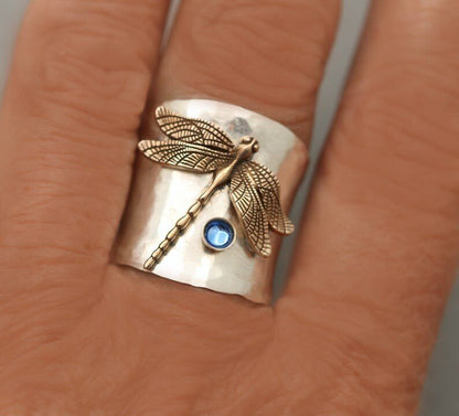 🔥 Last Day Promotion 70% OFF🔥Vintage Dragonfly Wide Band Silver Ring