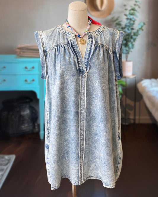 Faded Washed Denim Dress