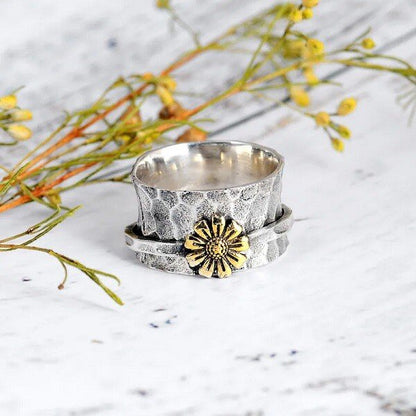 🔥 Last Day Promotion 75% OFF 🔥Sterling Silver Sunflower Spinner Ring