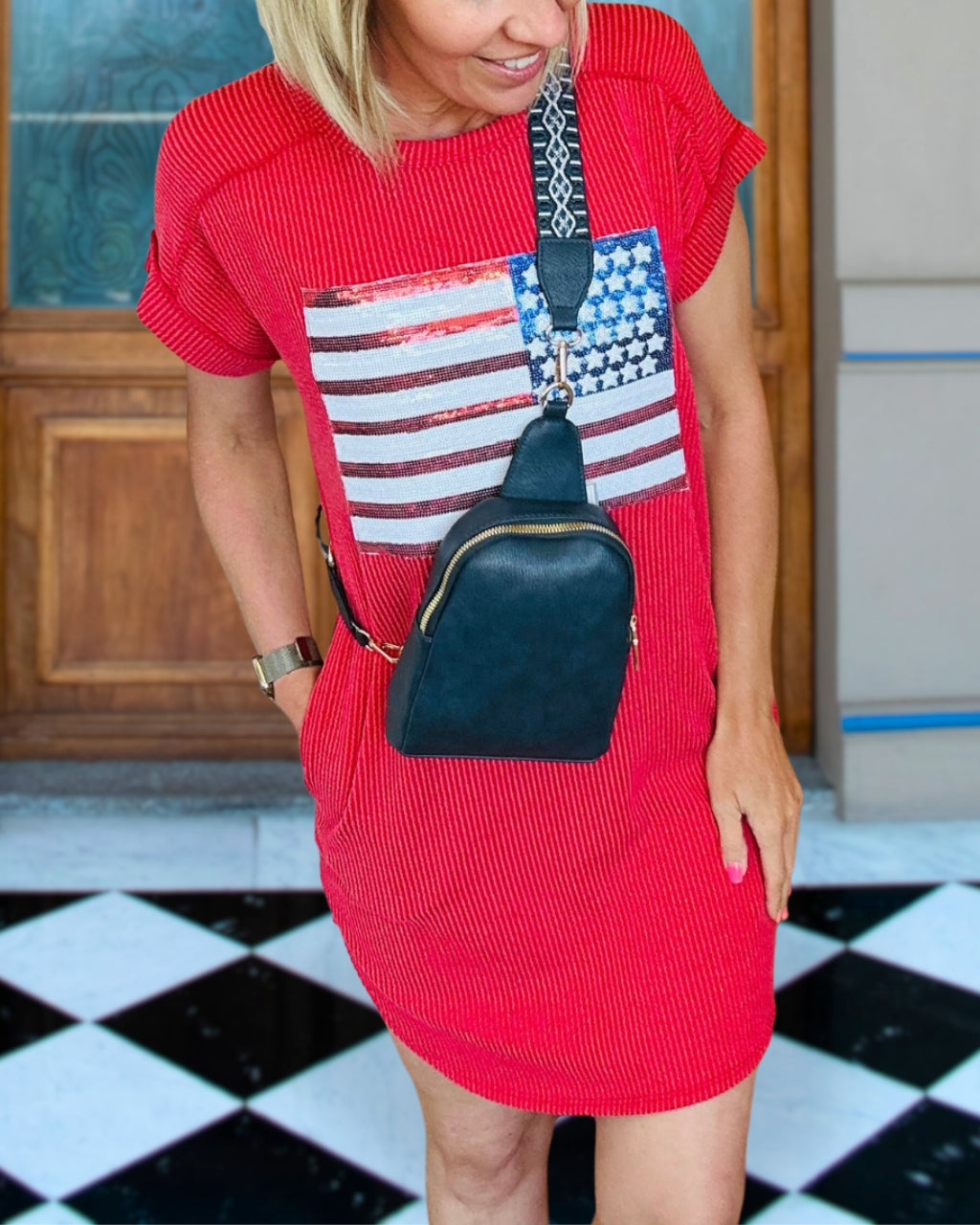 Flag Sequin T-shirt Dress