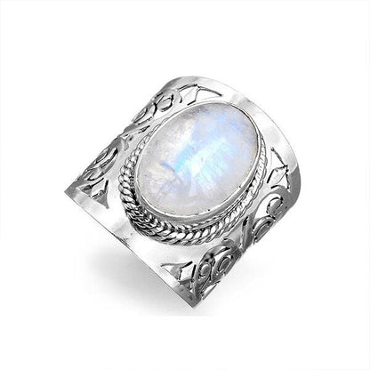 Filigree Rainbow Moonstone Ring