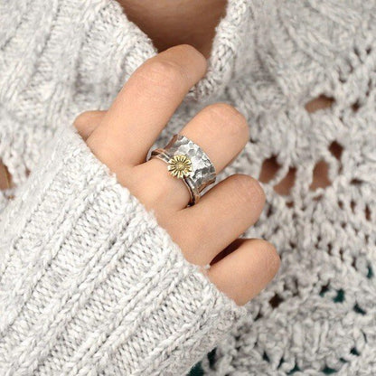 🔥 Last Day Promotion 75% OFF 🔥Sterling Silver Sunflower Spinner Ring