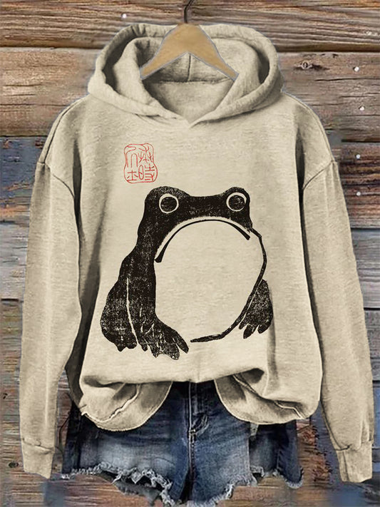 Frog Ancient Japanese Art Cozy Hoodie