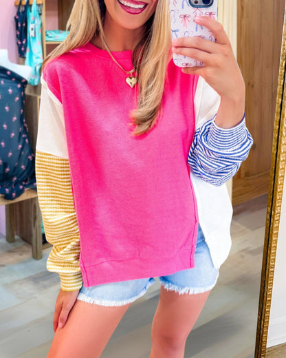 Pink Mix Match Pullover