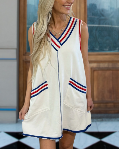 Colorblock Stripe Trim Mini Dress