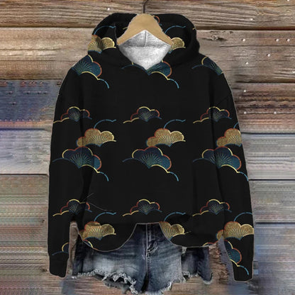 Women's Auspicious Clouds Embroidery Art Pattern Printed Hoodie