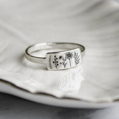 Sterling Silver Wildflower Nature Ring