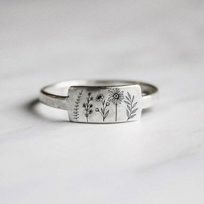 Sterling Silver Wildflower Nature Ring
