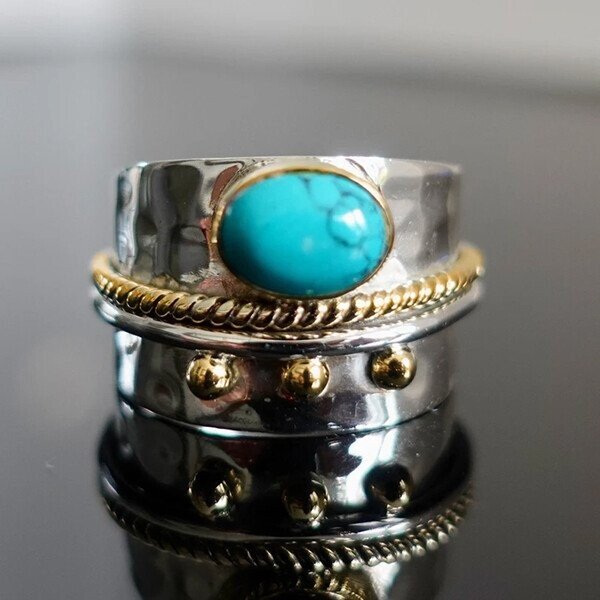 🔥 Last Day Promotion 70% OFF🔥-Sterling Silver Turquoise Wide Band Ring
