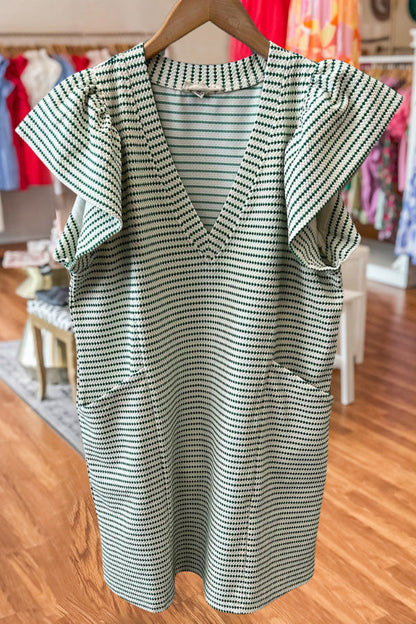 Dotted Stripe Textured Dress