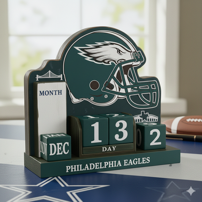NFL Football Team Perpetual Wood Block Calendar