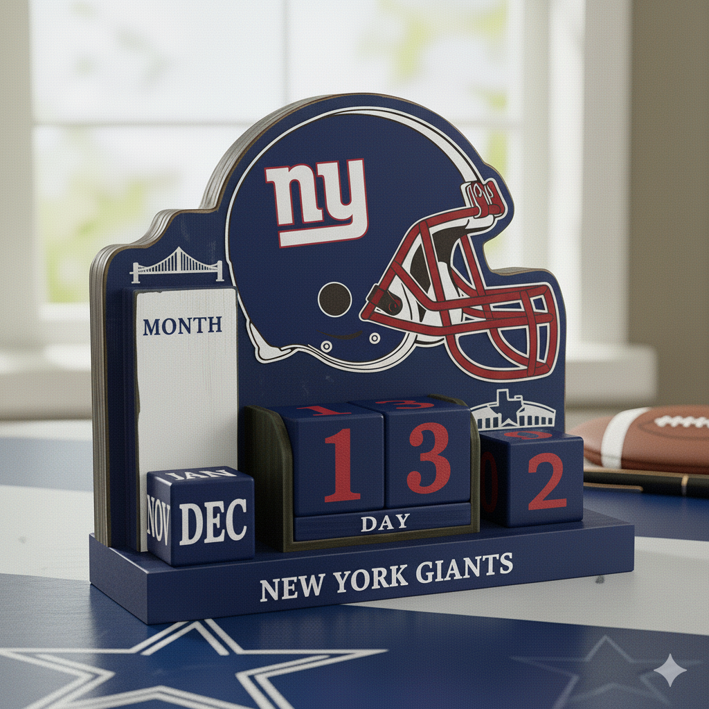 NFL Football Team Perpetual Wood Block Calendar