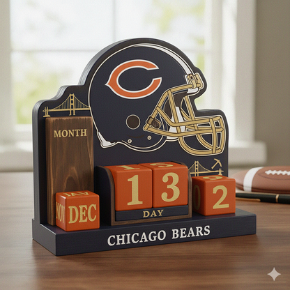 NFL Football Team Perpetual Wood Block Calendar