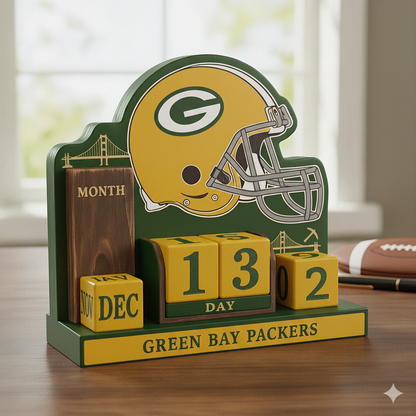 NFL Football Team Perpetual Wood Block Calendar