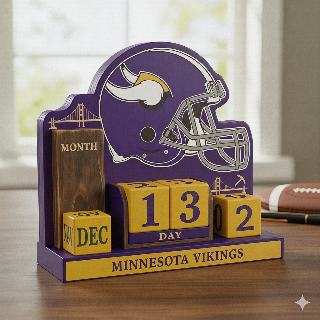 NFL Football Team Perpetual Wood Block Calendar