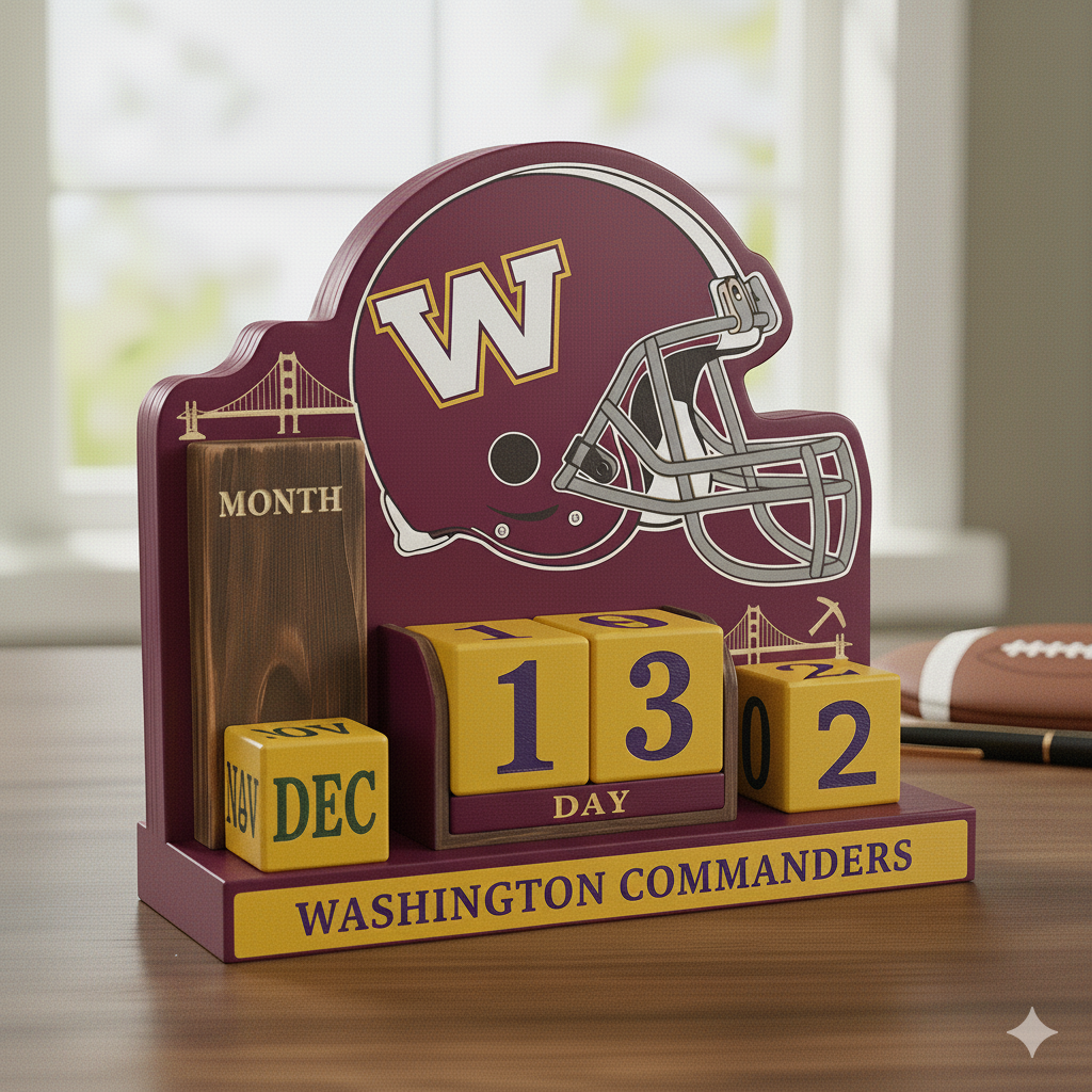 NFL Football Team Perpetual Wood Block Calendar