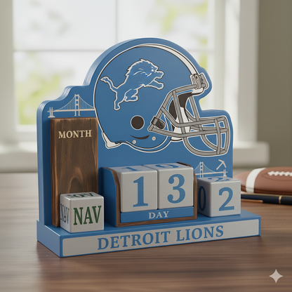 NFL Football Team Perpetual Wood Block Calendar