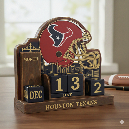 NFL Football Team Perpetual Wood Block Calendar