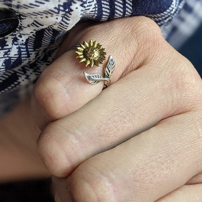 "You Are My Sunshine "Sunflower Adjustable Ring