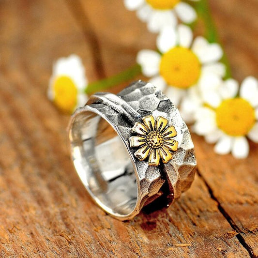 🔥 Last Day Promotion 75% OFF 🔥Sterling Silver Sunflower Spinner Ring
