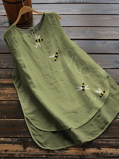 Flying Bees Embroidered Linen Blend Jumpsuit