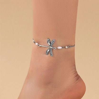Sterling Silver Dragonfly Anklet
