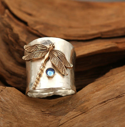 🔥 Last Day Promotion 70% OFF🔥Vintage Dragonfly Wide Band Silver Ring