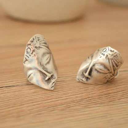 Sterling Silver Greek Goddess Abstract Face Adjustable Ring
