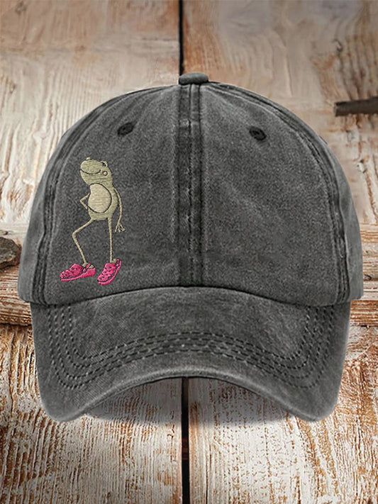 Funny Frog Embroidery Pattern Hat