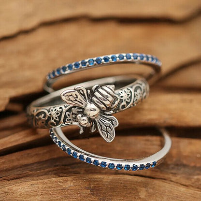 🔥 Last Day Promotion 70% OFF🔥Sterling Silver Retro Insect Bee Set Ring