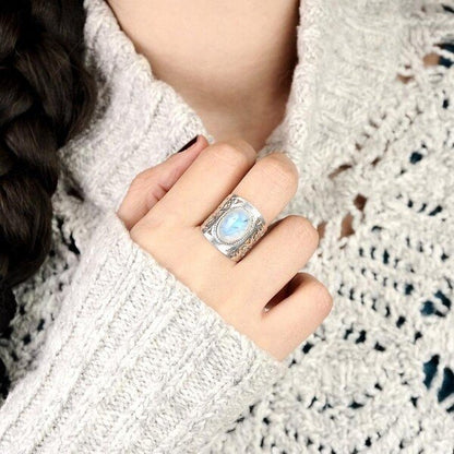 Filigree Rainbow Moonstone Ring